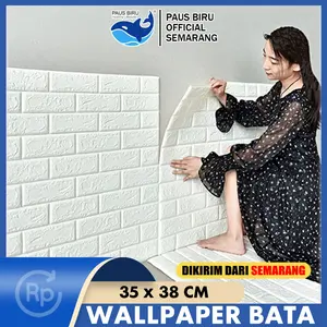 Paus Biru - Wallpaper Dinding Bata Stiker Wallfoam 3D Sticker Dekorasi Kamar Rumah Murah High Quality