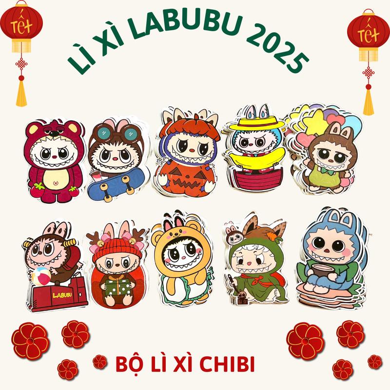 [Combo 100] Phong Bao Lì Xì ChiPi Phản Quang, Mẫu LABUBU  Tết 2025 Siêu Cute Và Dễ Thương (Có Phân Loại Tách Lẻ 50 Bao)