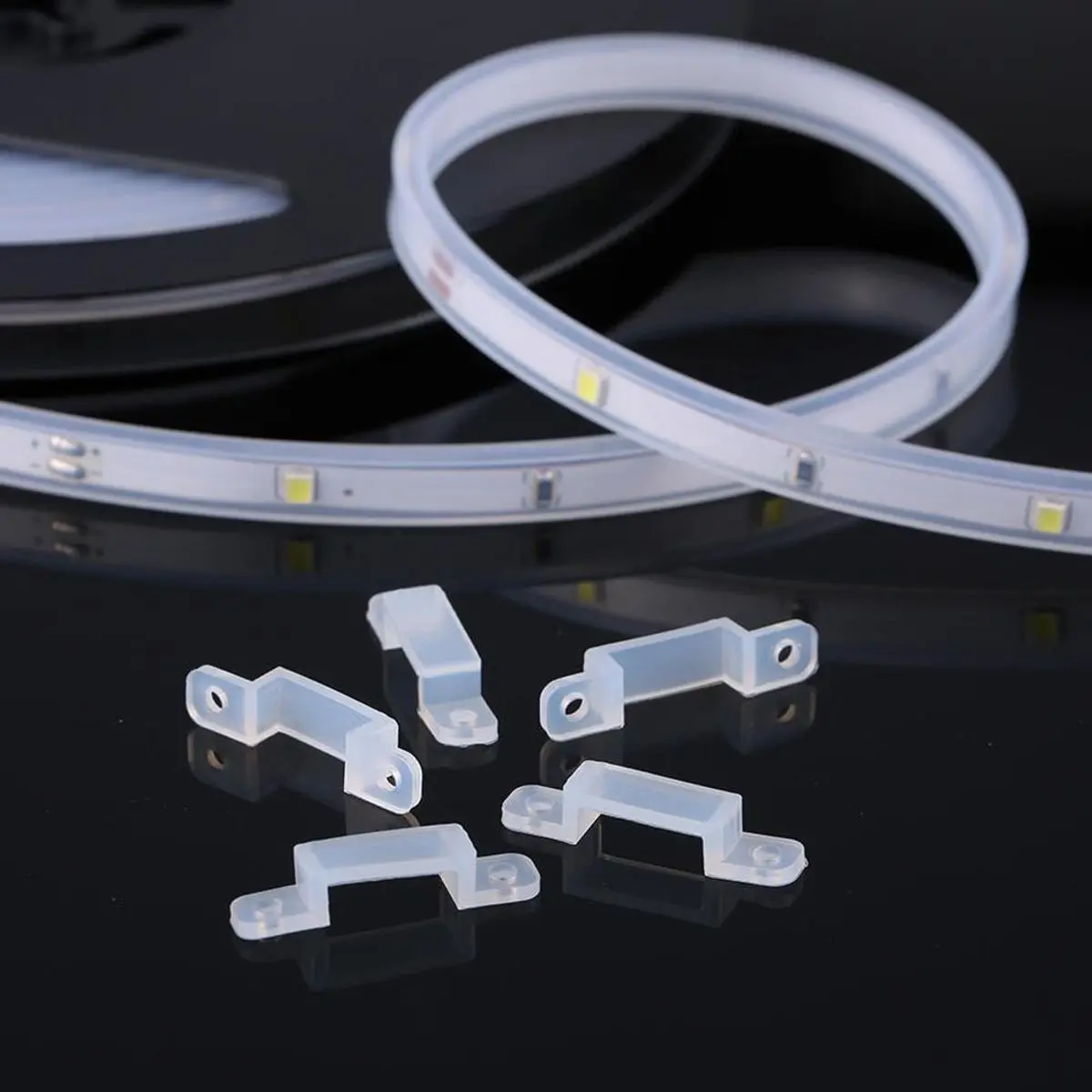 Combo 10 Kẹp silicon 10mm, 12mm, 14mm dùng để cố định đèn led dây đơn 5050 5630 RGB