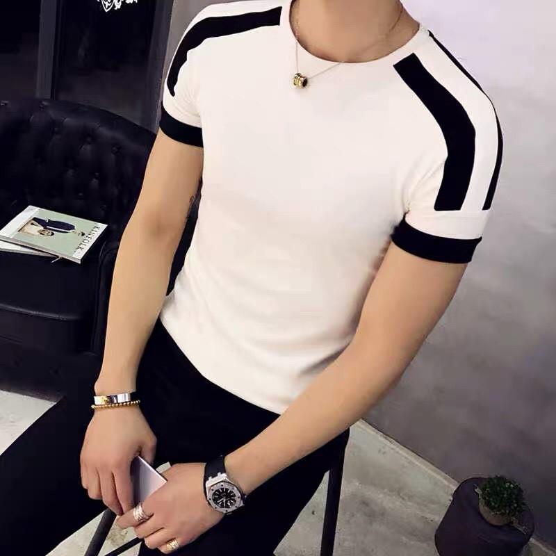 Áo thun nam tay ngắn cổ tròn dáng body thun lạnh Áo Phông Màu đen Màu trắng Xám Trơn Cổ tròn Body Menswear Top Z3
