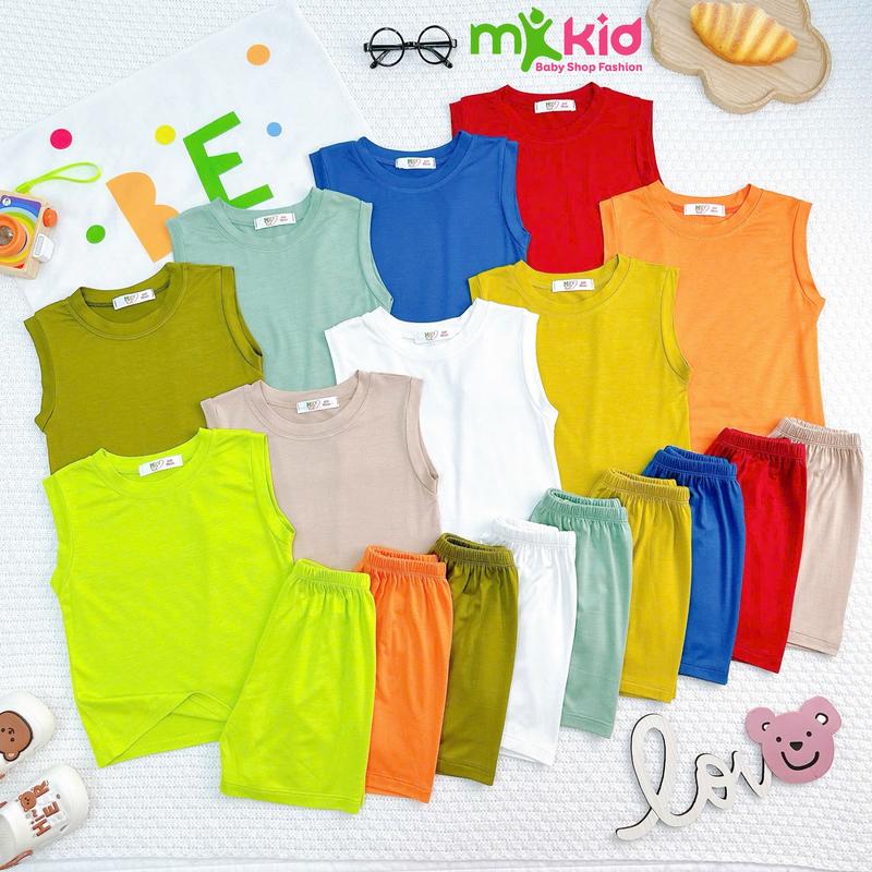   MK KID  Bộ Ba lỗ sát nách Trơn cho bé trai 8-30Kg Dưới 8 Tuổi Chiều cao 1m25 trở xuống   Chất Thun Lạnh Mềm Mát Thấm Hút mồ Hôi Tốt - Đồ Ngủ Cho Bé 