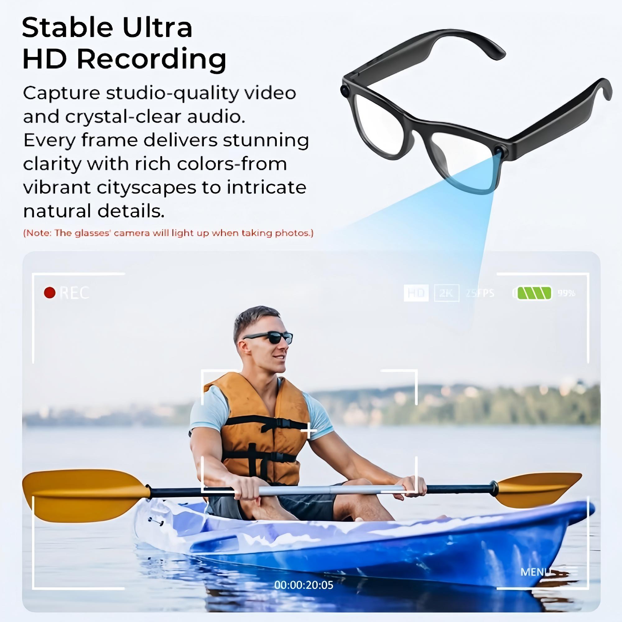 New Smart Camera Glasses, Fashionable Video Eyewear, TR Flexible Material, Dual Microphone Noise Reduction, Real-time App Transl - Image 3