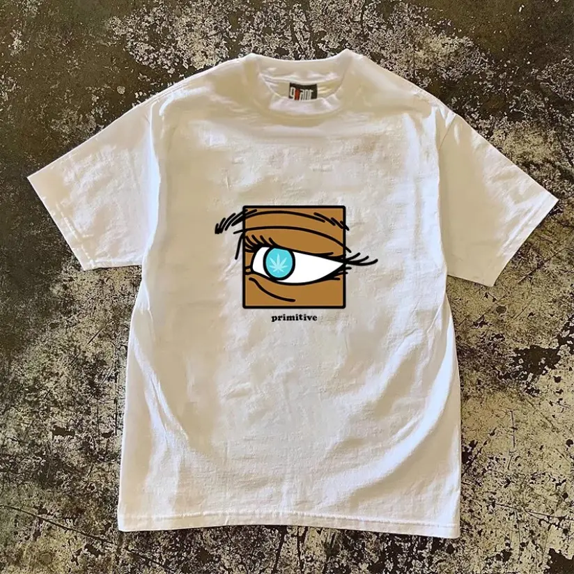 Áo Thun Hè Cộc Tay Nam Nữ Phối Họa Tiết Con Mắt PRIMITIVE Sành Điệu, Chất Liệu Cotton Khô Mềm Mịn Thấm Hút Mồ Hôi Tốt M2