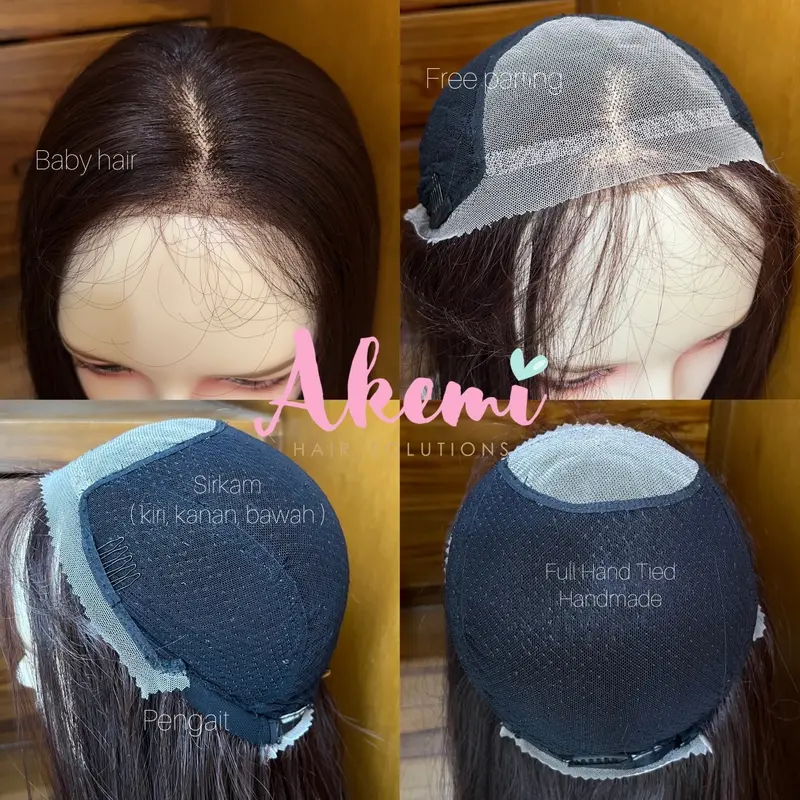 [AKEMI HAIR] - FULL LACE WIG AKEMI - LURUS NATURAL 70cm Rambut Palsu Wanita Dewasa Renda Panjang Natural Premium Black Coklat Pirang Wig Bebas Belahan Rambut Hitam Marcellashairclip 4