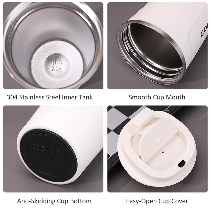Vacuum Flask, 1 Count Double Wall Insulated Water Bottle, Convenient Stainless Steel Coffee Cup for Home Office 8