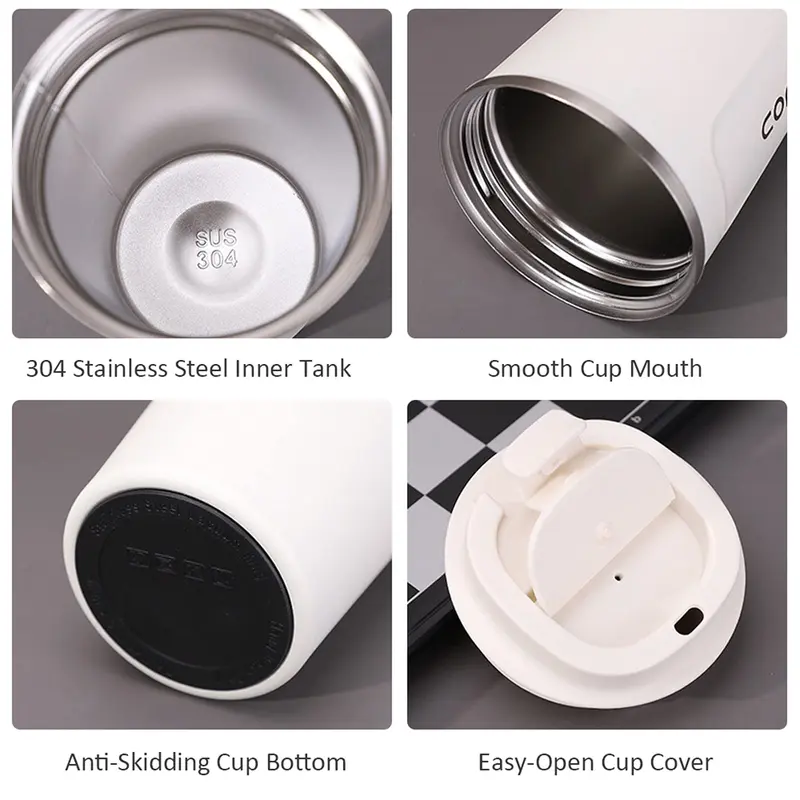 Vacuum Flask, 1 Count Double Wall Insulated Water Bottle, Convenient Stainless Steel Coffee Cup for Home Office 8