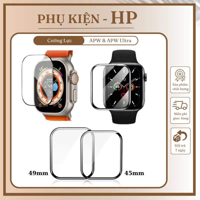 Kính Cường Lực 3D Chống Trầy Cho Apple Watch SIze 45 và  49mm 0