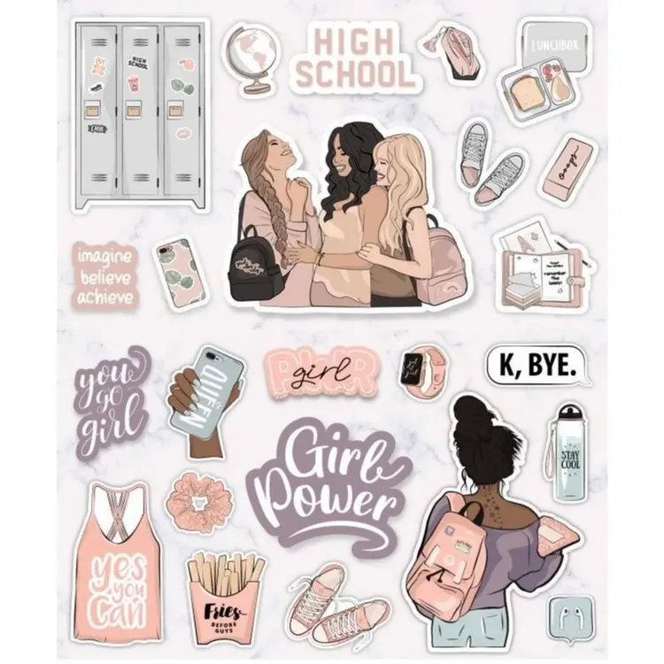 Stiker Aesthetic Girl untuk Laptop, Tumblr HP, dan Diary - Vinyl Anti Air dengan Laminasi Glossy/Doff - Book - Paper, Sticker Stationery 0
