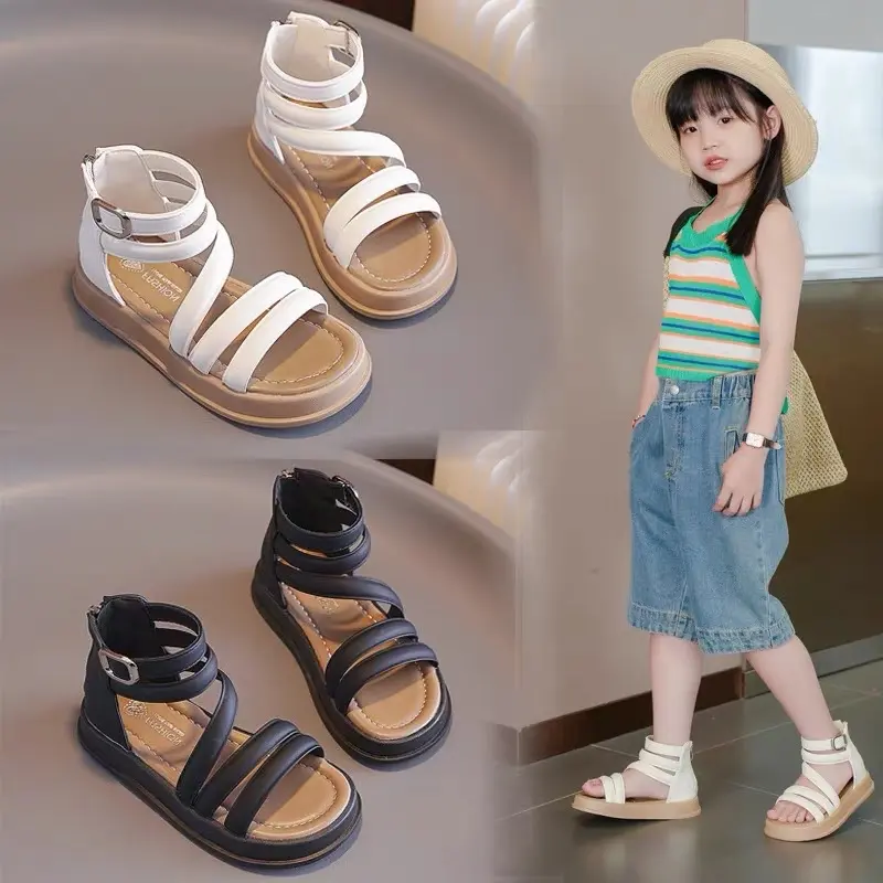 Sandan CAO cổ chiến binh quai da mềm đế caosu dẻo thoáng chân dễ đi đi hằng ngày đi chơi cho bé gái size 26-27 mã 673 Mùa hè
