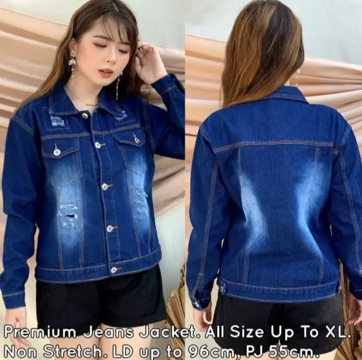 Jaket Jeans Wanita Jaket Sobek Depan Wanita Jaket Jeans Jumbo Sobek Wanita Terbaru