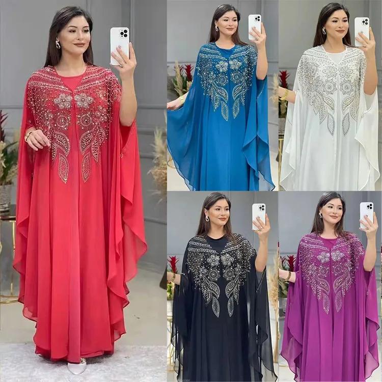 Product Introduction of 2024 Abayas for Women Dubai Luxury Chiffon Boubou Muslim Fashion Dress Caftan Wedding Party Occasions Long Abaya With Inner 2