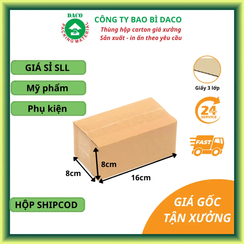 DACO  16x8x8 cm Combo 10 20 Hộp Carton Thời Trang Hộp Carton Shipcod Đóng Hàng - DK160808