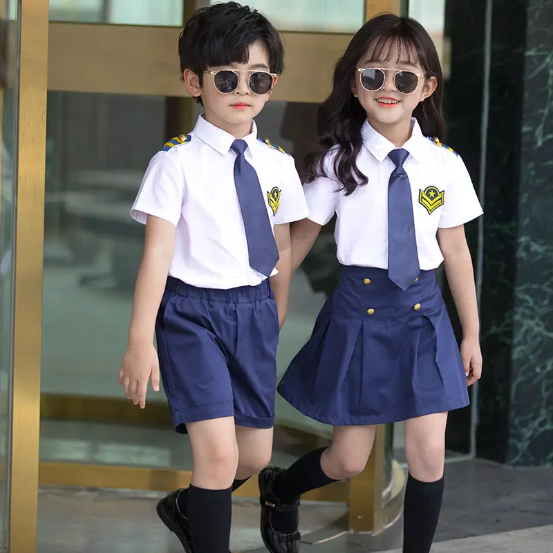 [Excellent Rating Rate over 99% Same Style] Kindergarten Suit 2024 Summer Clothes Men and Women Business Attire Navy Style Short Sleeve Suit Summer College Style Korean Style School Uniform