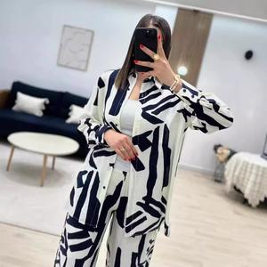 Set Pakaian Wanita, Koleksi Baru Musim Bunga, Longgar, Bercetak Peribadi, Baju Atasan dan Seluar, Fesyen