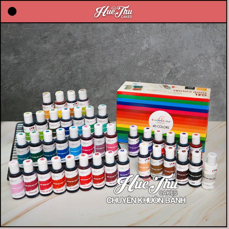 Màu Gel thực phẩm Unicorn 28g làm bánh (40 màu) - Chuyên Dùng Cho Bánh Nướng, Bánh Trung Thu, Sên Đậu