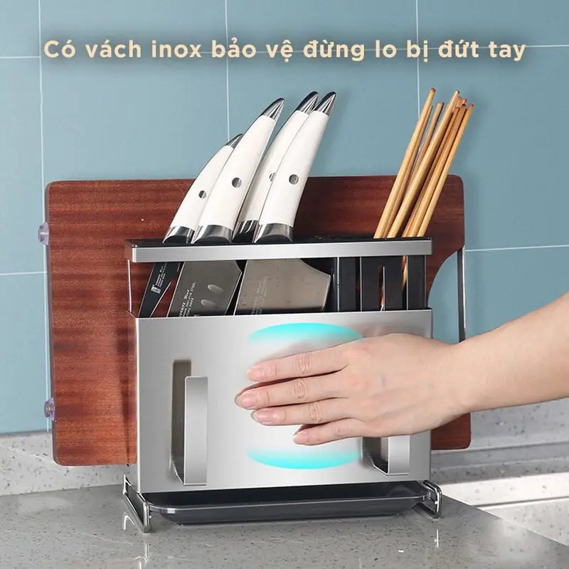 Kệ Để Dao Thớt Đa Năng Inox 304 Nhà Bếp Cao Cấp Dán Tường Kháng Khuẩn Đạt Chất Lượng Đức Treo Tường Kitchen 4