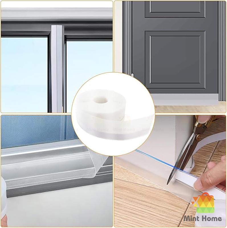 1 MÉT Ron cao su dán chặn khe cửa đa năng, gioăng đệm chắn chân cửa chống bụi,  tiếng ồn, ngăn côn trùng có kèm phần keo dính việt nam trắng trong chất kết dính băng dính & chất hàn 7