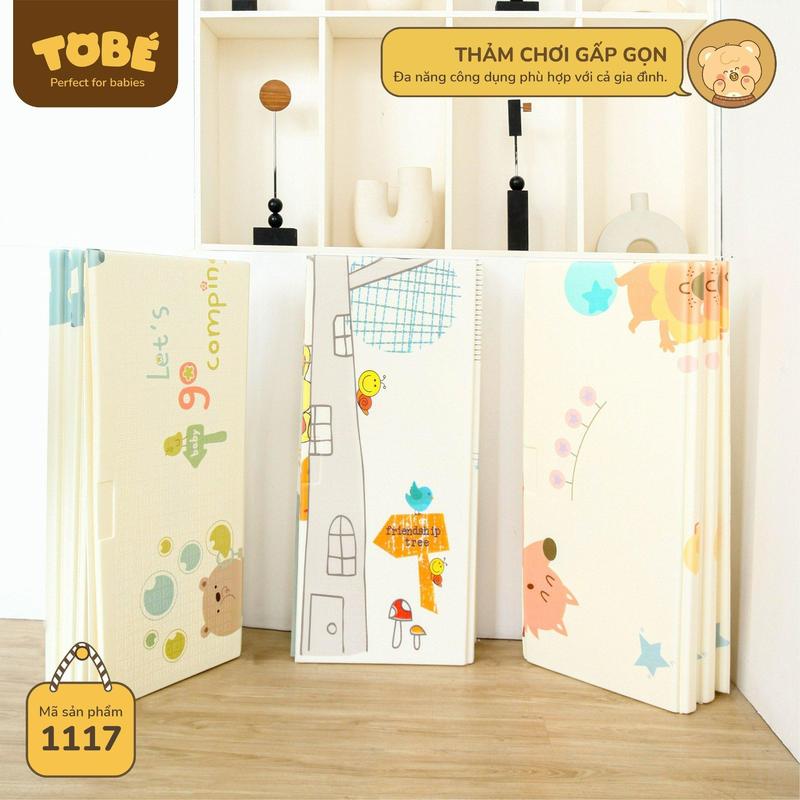 Thảm chơi gấp gọn cho bé 2 mặt TOBÉ kích thước 180x200x1.5 cm chất liệu XPE phủ Silicone xốp nhẹ chống trượt 1117