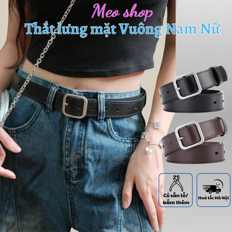 Dây thắt lưng Nữ Nam Unisex MẶT VUÔNG ulzzang to vừa 3 3.2cm- Dây nịt Nam Nữ da mặt vuông thời trang Nam nữ Hàn quốc