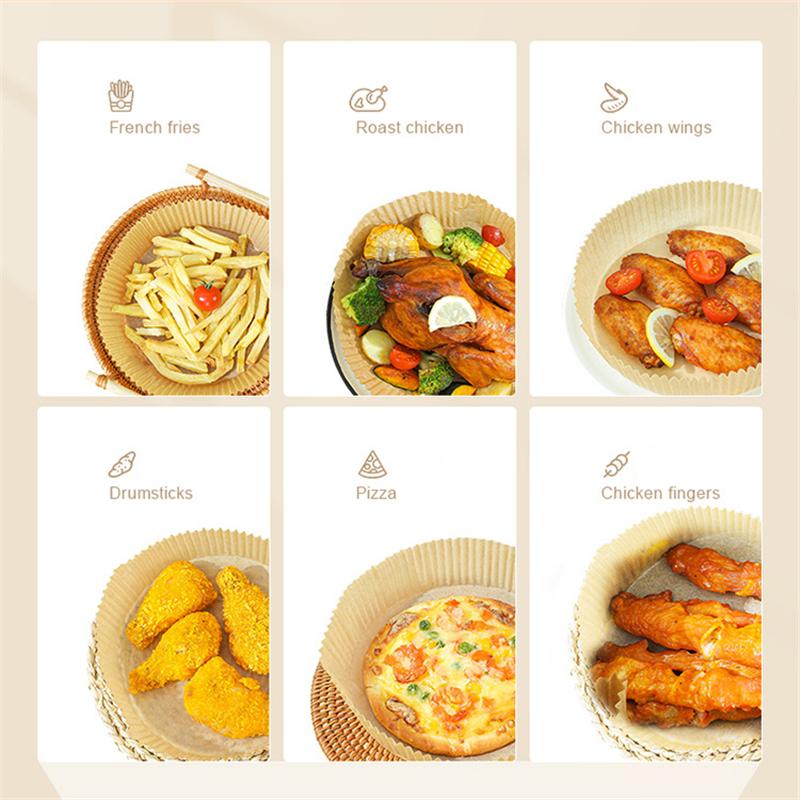 Air Fryer Disposable Paper Liner Non-Stick Oil-proof Parchment Mat for Cooking Microwave Oven Sheets Special Baking BBQ Roasting 6