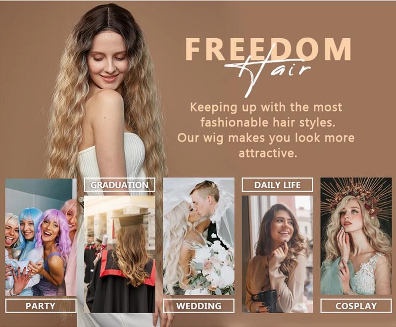Product Introduction of Synthetic Lace Front Wigs For Black Woman Layered Straight Wear and Go Glueless Wigs Ombre Brown T Part & 6x4 Pre Plucked Wig 2