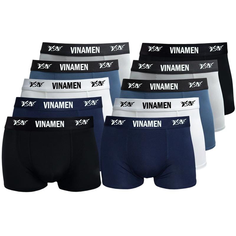 Combo 10 quần lót nam boxer thun lạnh cạp cao 4cm, quần sịp đùi nam VINAMEN co dãn 4 chiều thoải mái vận động, quần sịp nam boxer thấm hút tốt, Boxer Quần Boxer Menswear