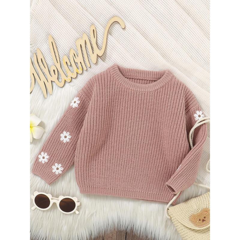 Product Introduction of Newborn Girl Sweater Casual Floral Embroidery Warm Knitted Long Sleeves Pullover Infant Knitwear for Toddler 45