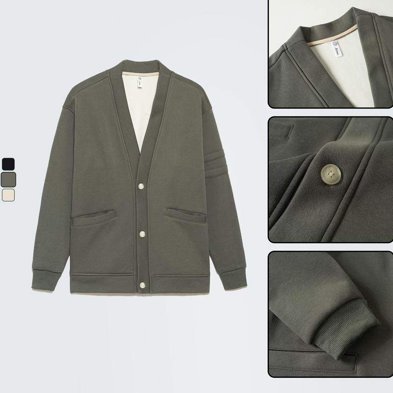 Áo Khoác Cardigan Nam Lót Lông ATINO L.3.8966 Menswear Jacket Nhung Blazer Dài Tay