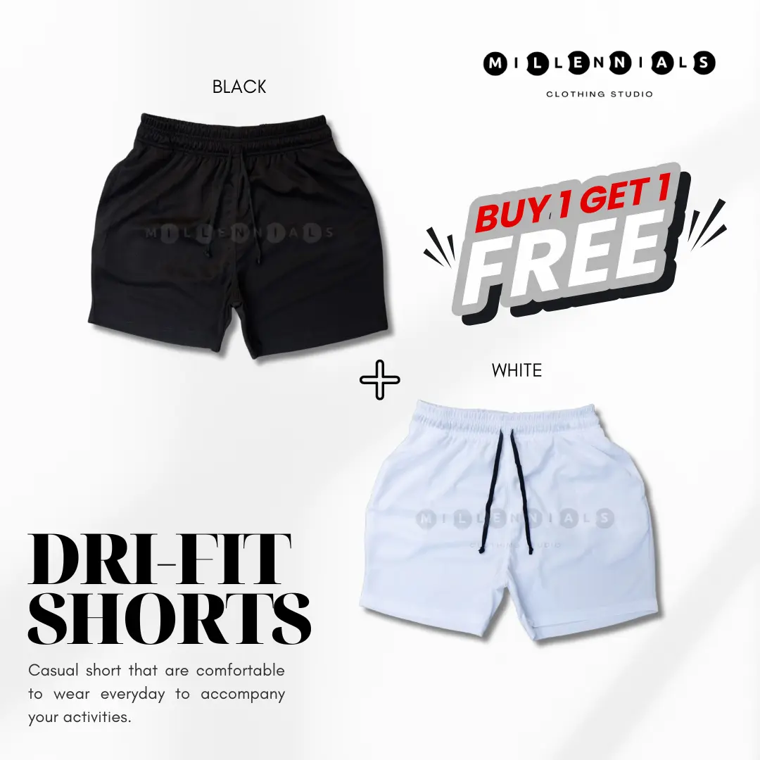 BUY 1 TAKE 1 Plain DRI-FIT Sports Shorts for Mens with 2 Sides Pockets - Millennials Clothing Studio