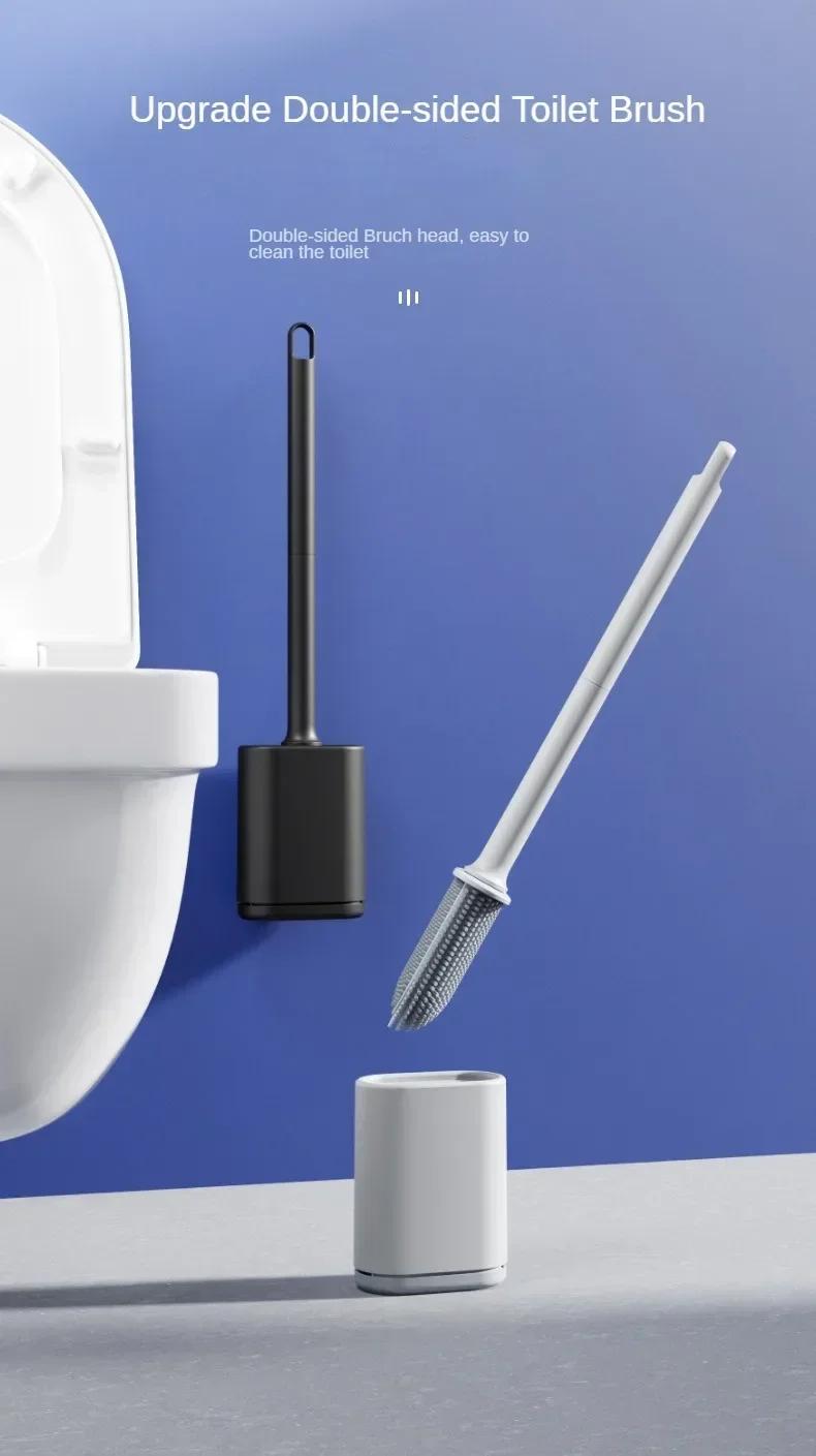 Product Introduction of Silicone TPR Toilet Brush and Holder Flat Head Soft Bristles Bathroom Cleaning Brushes Household Silicone Bristles for ToiletS 9