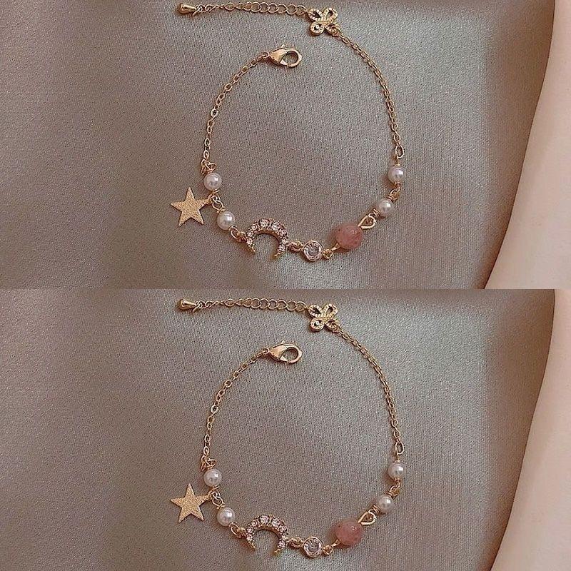 Vòng Tay Ngọc Trai Zircon, Thiết Kế Ngôi Sao Mặt Trăng, Dành Cho Phụ Nữ, Vòng Tay Cao Cấp, Phong Cách Hàn Quốc, Thời Trang Người Nổi Tiếng Trên Internet Hợp Xu hướng Vòng Tay Đơn Giản, Thích Hợp Cho Bạn Thân 1