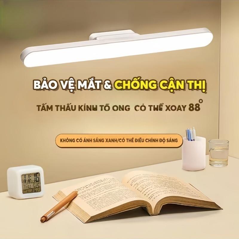 Đèn Học Thanh Gắn Tích Điện Bảo Vệ Mắt 3 Chế Độ Sáng, Đèn Led Dài 32cm Gắn Bàn Học, Bàn Trang Điểm, Tủ Trưng Bày, Làm Đèn Ngủ, Đèn Quay Video