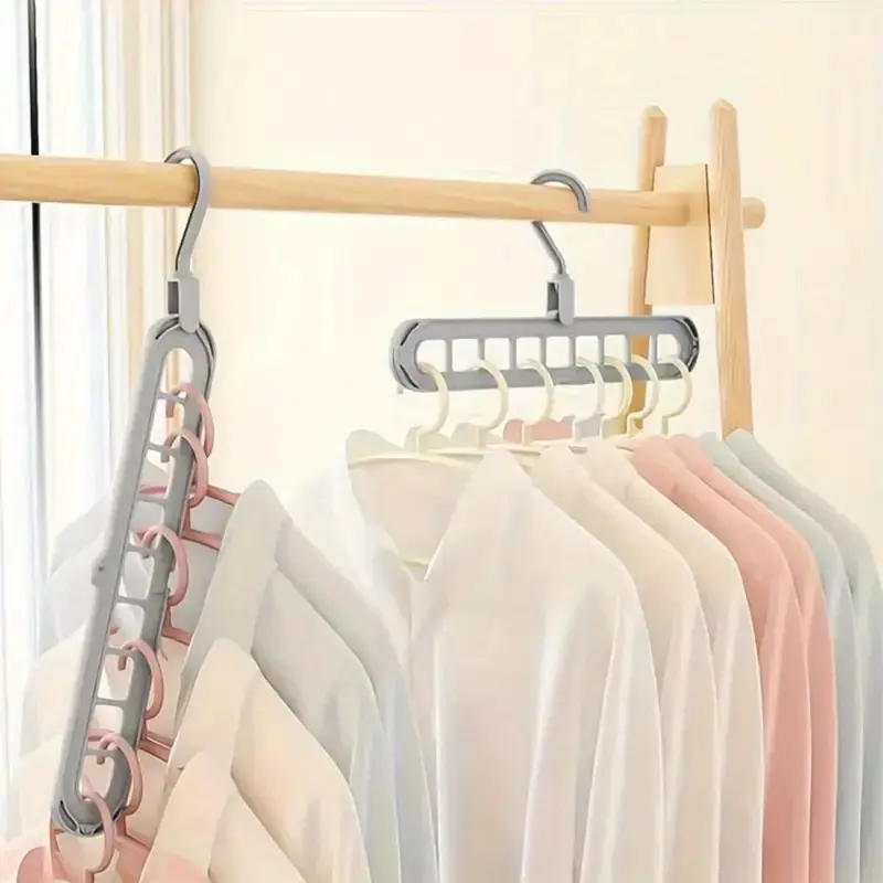 9 Holes Foldable Hanger, 6 Counts Space Saving Clothes Hanger, Clothes Organizer for Home Bedroom Wardrobe Dormitory, Hanging, Closet Organizer 8