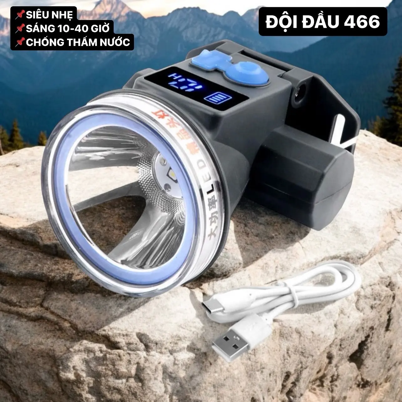 ĐÈN ĐỘI ĐẦU B1 - 466 CHIẾU SÁNG 10-40 TIẾNG-PIN CỰC TRÂU Đèn pha đèn pha có thể sạc lại usb ipx4, chống thấm nước Sport trung quốc đại lục ốp lưng silicon [xanh lá]
