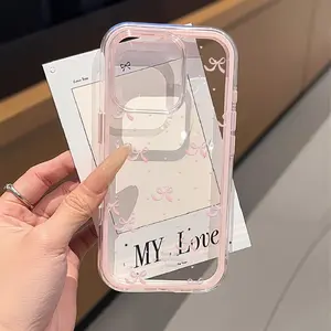 Pink bow Case For iPhone 11 13 16 Pro Max Soft 13 14 12 15 11 Pro Max Jelly Design TPU Double Layer Protection Shockproof Phone Case iPhone 16 13 12 14 11 15 Pro Max Drop-Resistant Cover
