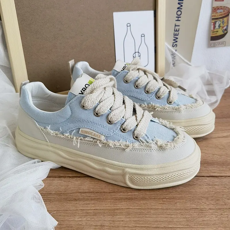 Giày nữ vải tua rua MIA 2 màu Shoes Nhung Sneaker Cổ Cao 0