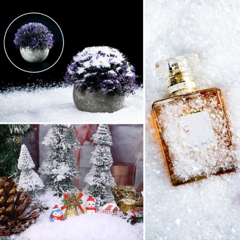 Serbuk Salji Tiruan, Kepingan Salji Palsu Gebu, Bekalan Hiasan Parti Krismas, DIY, Sesuai untuk Tahun Baru, Xmas dan Pemandangan Musim Sejuk, Perhiasan Suasana 5