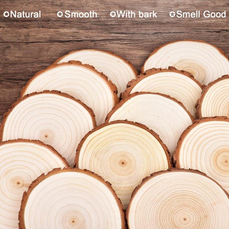 Natural Wood Slices with Bark (20pcs), DIY Wood Craft Kit, Wooden Craft for Home, Office, Wedding, Party 6