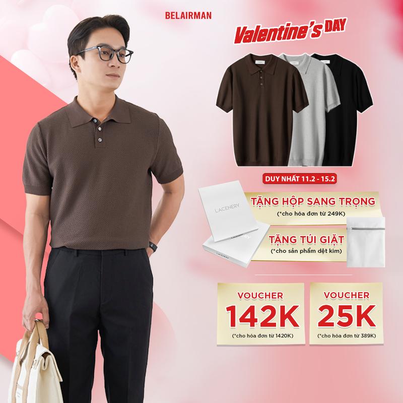 Áo polo nam BELAIRMAN HIVE, kiểu dáng classic thanh lịch, sang trọng, màu nâu - PLHV0106