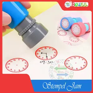 Stempel Edukasi Jam Dinding Belajar Mengenal Waktu dengan Tinta merah Sekolah