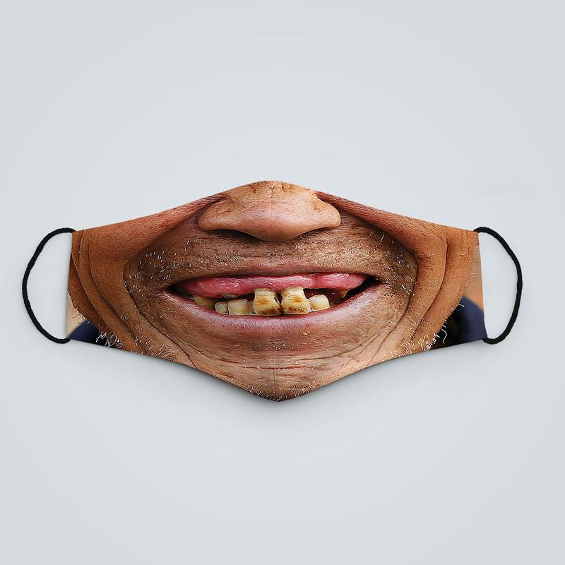 Khẩu Trang Ông Già Cười Hở  Lợi Troll 3D Mặt Người Vui Vẻ Vui Nhộn Có Thể Giặt Không Bay Màu Ong Phụ Kiện