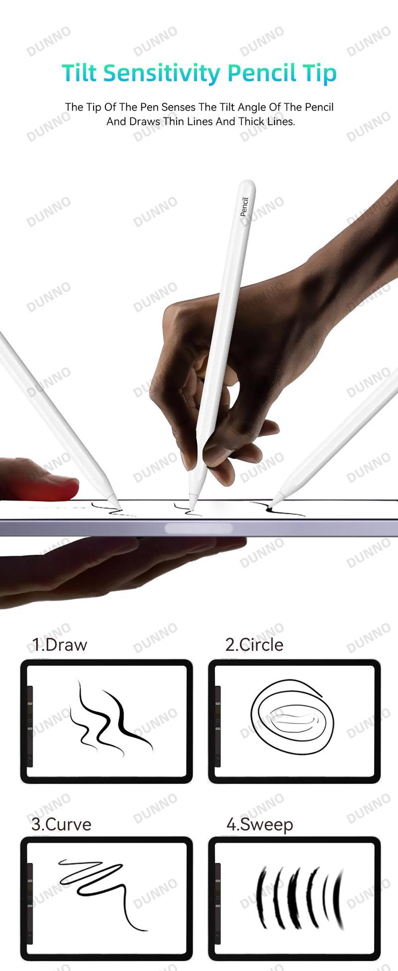 Product Introduction of For Apple Pencil With Palm Rejection / Wireless Magnetic Charging Stylus For Pro 11 12.9 Air 4 5 Mini 6 iPad Pencil Accessories 18