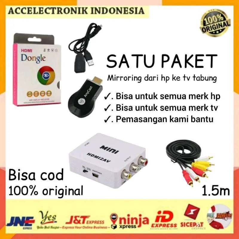 paket Alat Penghubung Hp ke Tv Tabung Anycast HDMI to Kabel RCA Paket 0