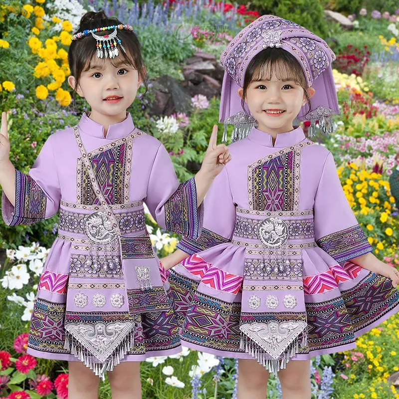ชุดชาวเขา, สำหรับเด็ก, การแสดงเต้นรำและการแสดงหยู, การแสดงหยอง, 3 มีนาคม Guangxi Minority Miao, ชุดการแสดง, สำหรับเด็กผู้หญิง
