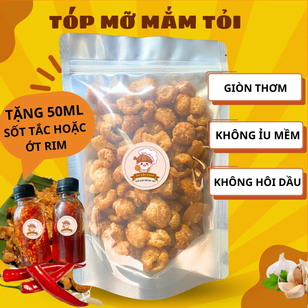 Tóp mỡ mắm tỏi giòn thơm ngon -  Ăn vặt Cô Vy