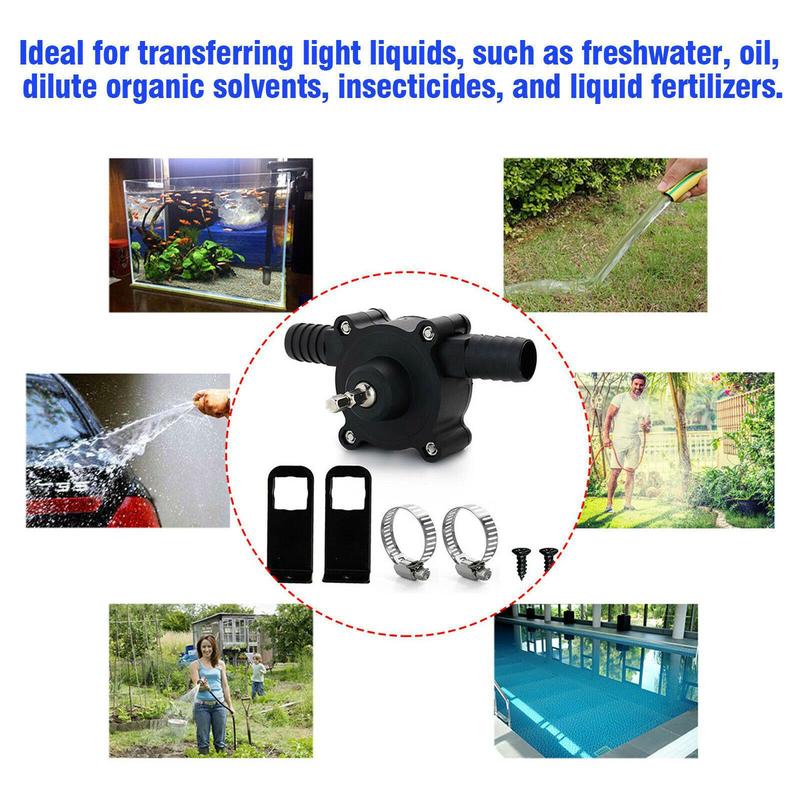Electric Drill Pump for Water Gasoline Oil Diesels Fluid Transfer Pump Mini Hand Self-Priming Quick Pumping Speed, 6