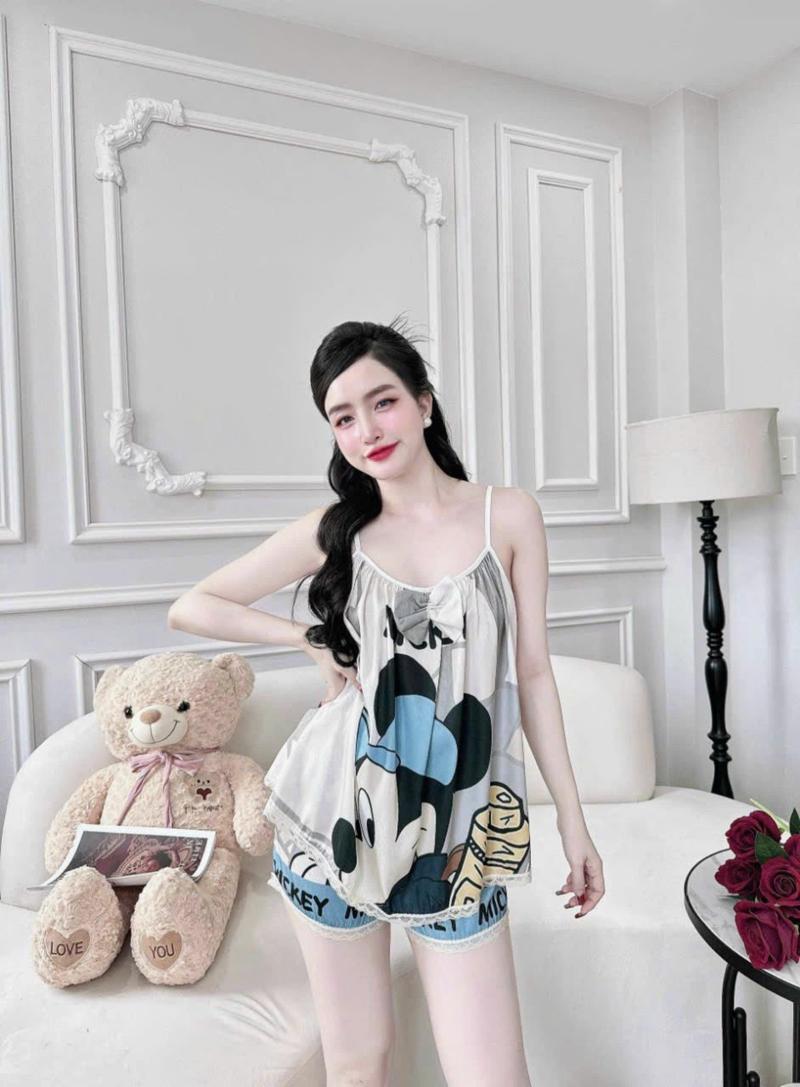 Product Introduction of [FREESIZE 40-58KG] ĐỒ BỘ ĐÙI LỤA XƯỚC HỌA TIẾT DỄ THƯƠNG 6