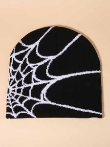 Y 2 kスパイダーウェブビーニー帽子、外出のための秋と冬のためのストリートスタイルニットクールな帽子、男性と女性の両方のためのファッションマッチング帽子アクセサリー