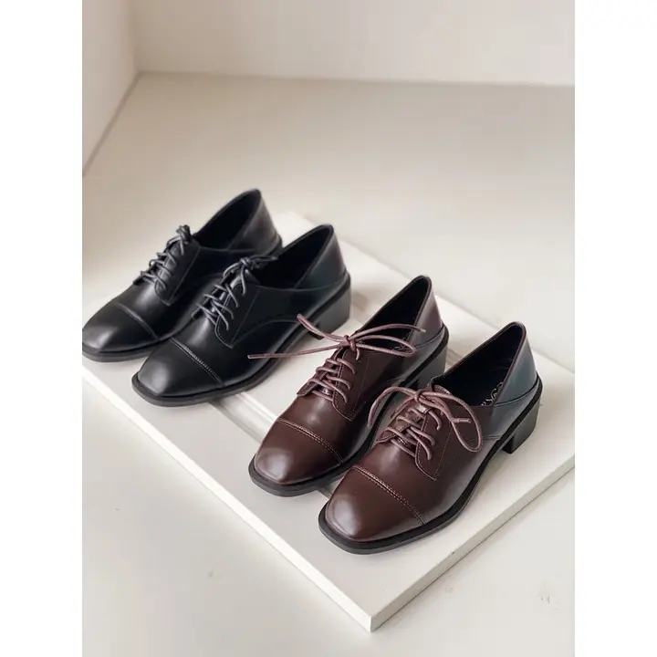 763 MẪU MỚI VIDEO TỰ QUAY giày oxford 5p cao 5cm loafer nữ da mềm màu nâu và màu đen đế bệt hàng fullbox có sẵn hà nội 763