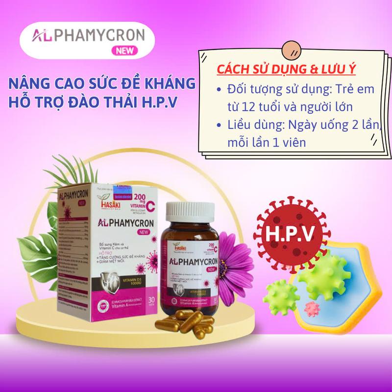 Viên uống ALPHAMYGRON NEW 200mg vitamin C hỗ trợ tăng cường miễn dịch, đào thải HPV 3